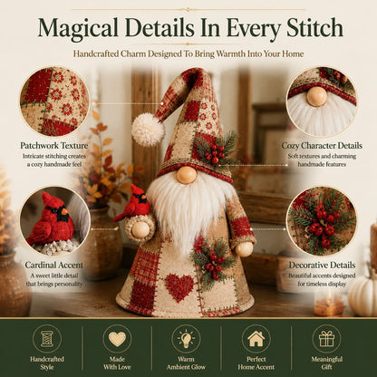 HOT SALE 49% OFF – 🐦 Patchwork Bird Gnome Light Collection | Warm Glowing Tabletop Decor with Farmhouse Patchwork Details for Mantels, Shelves & Holiday Gifts