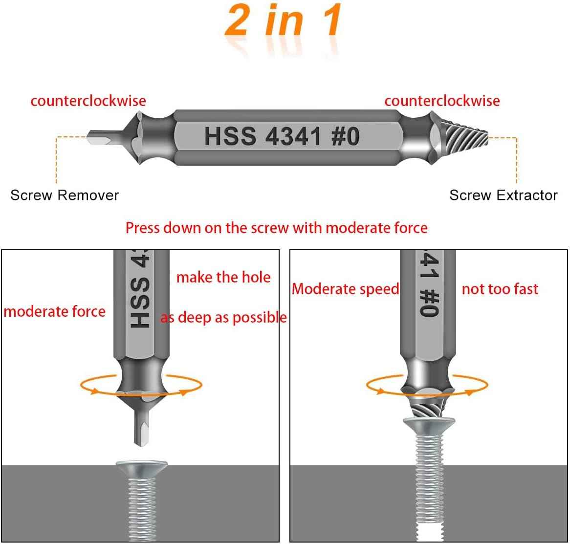 🔥🛠️ Stripped Broken Screw Remover, 🔩6 Counts Set Easy Out Bolt Extractor