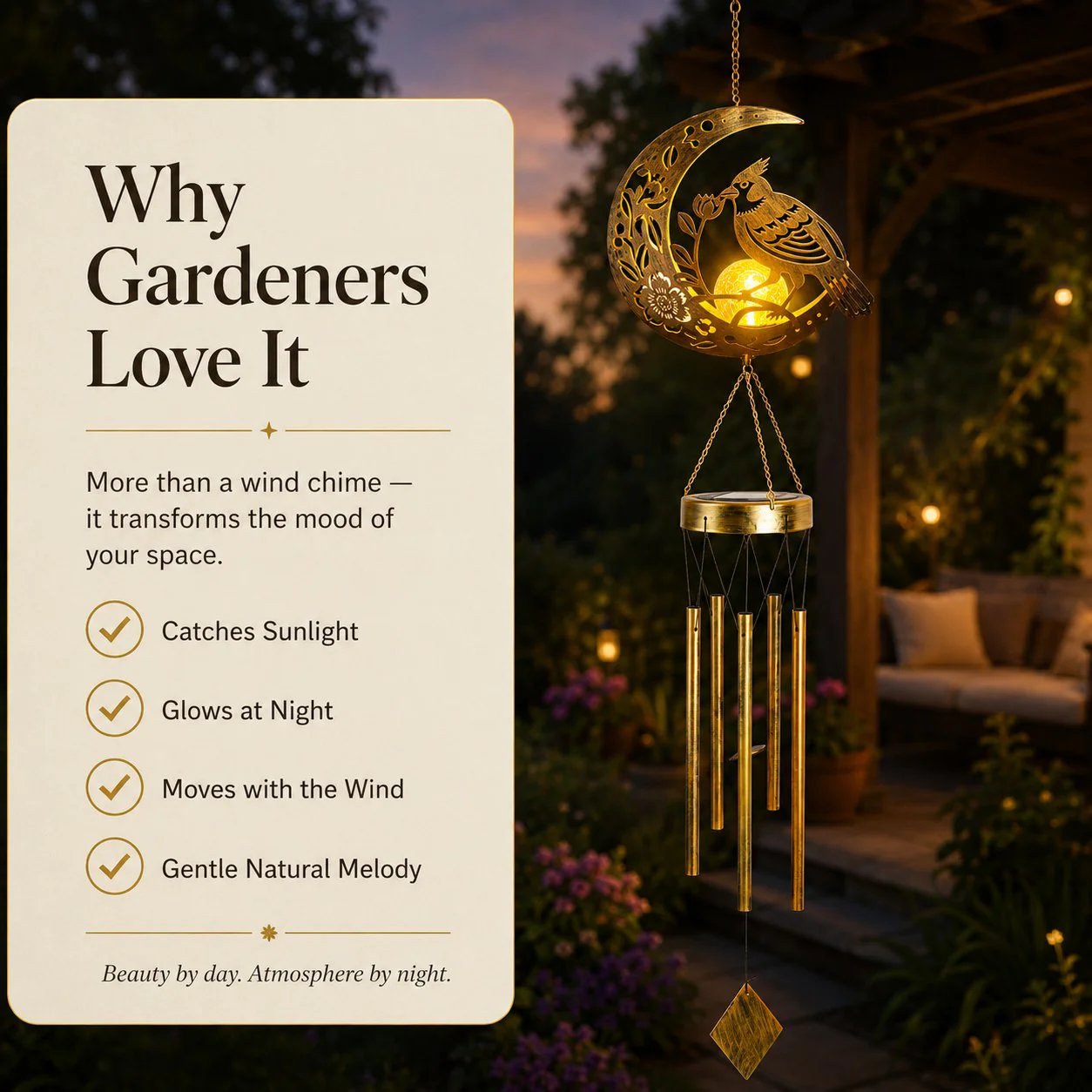 🌙✨ Moon Courtyard Solar Wind Chime 🎐 Add Magic to Every Evening