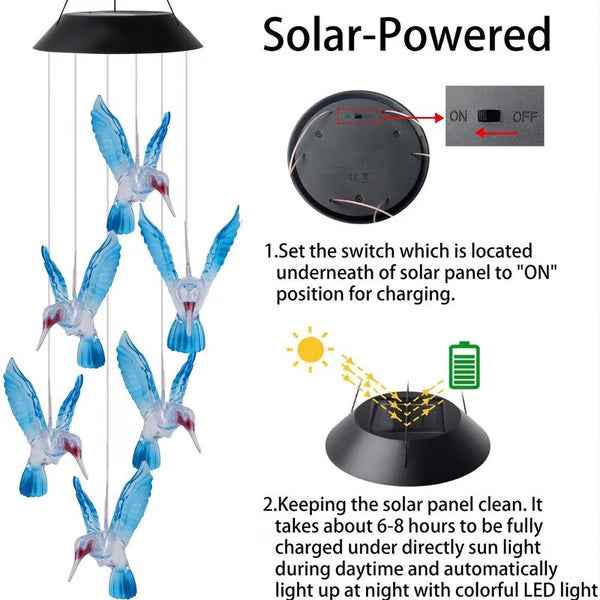 🦋Enhance Your Garden✨Creative Bird Design Solar Wind Chimes