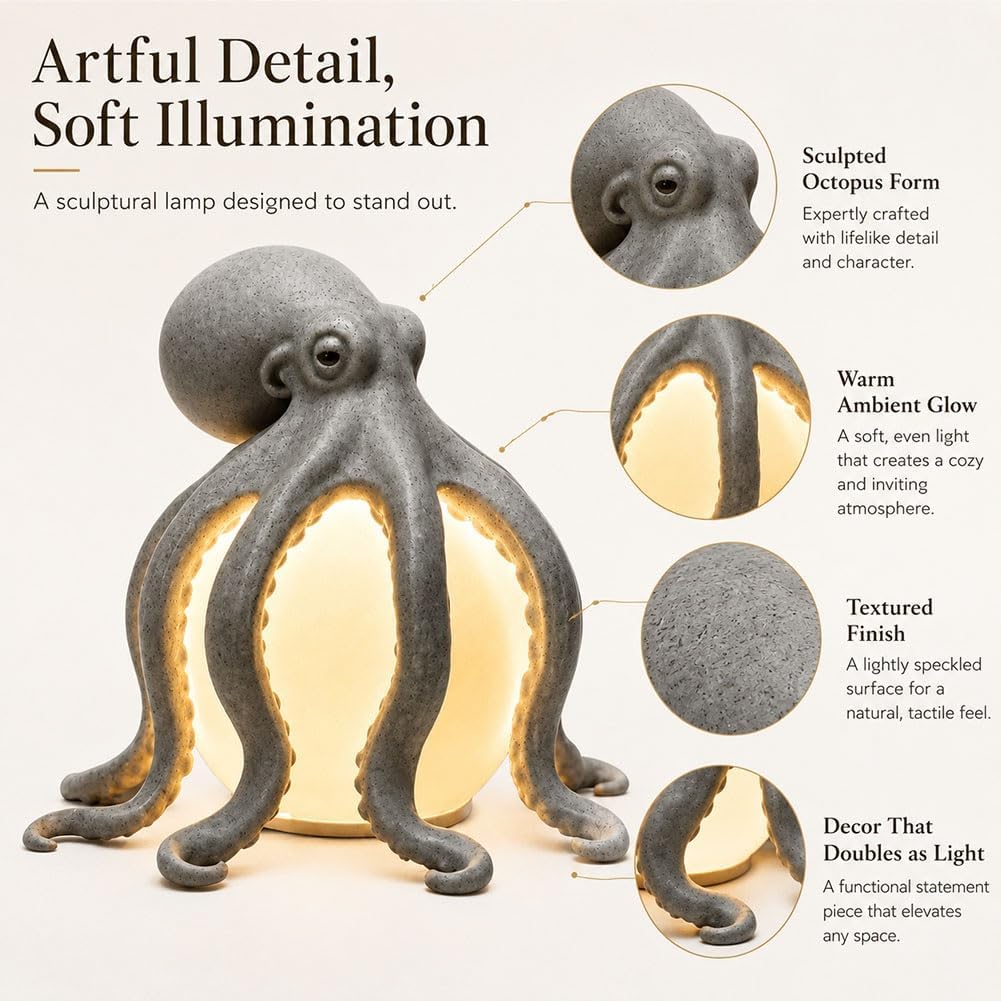 🎁🎉Only $21.99 This Week🌟🐙 Ocean Sculpture Octopus Ambient Table Lamp