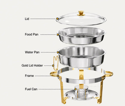 🍽️ PrimeHostTM Chafing Dish Buffet Set – 58% OFF | Stainless Steel Food Warmer with Crystal Lid | 5QT Party Catering Chafer 🥂