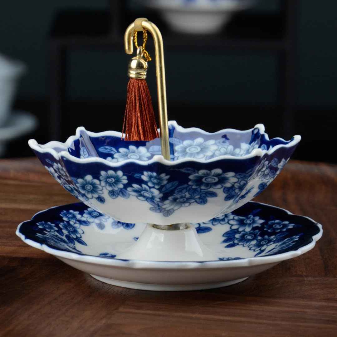 🏆Limited Time Sale 49% OFF☂️☕5 thousand years Blue and White Porcelain Umbrella Tea Infuser Set