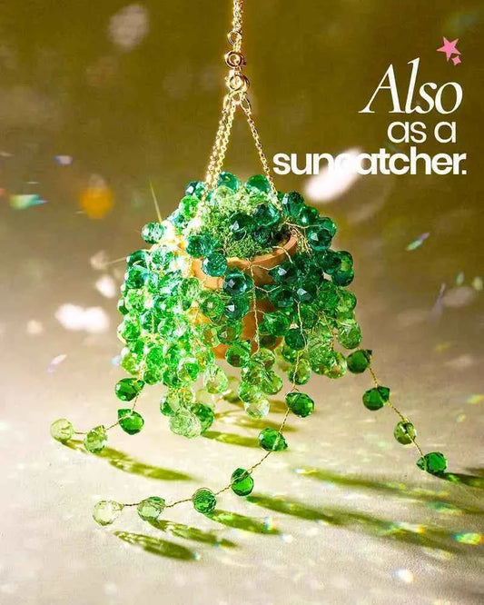 🔥Last Day 50% OFF| 🌟Mini Woven Basket Beaded Plant Suncatcher - Longer Strands🍀☀️