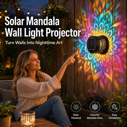 💖🏆Limited Time Sale 49% OFF🎁🏡Solar Mandala Wall Light Outdoor Garden Fence Projector Lamp Patio Ambient Decor