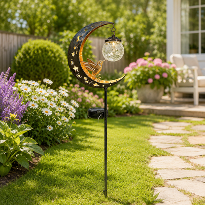 🌙✨Hummingbird Moon Solar Garden Stake Light