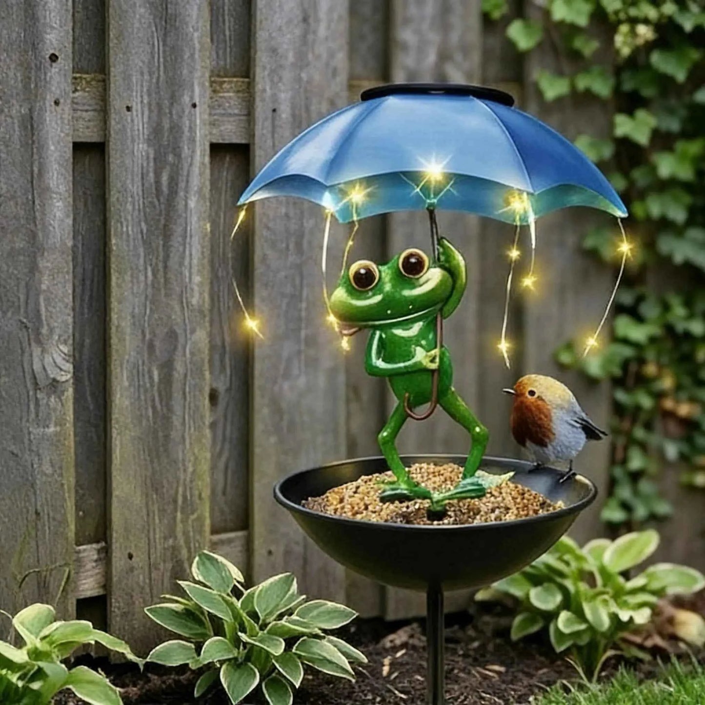 🐸 Solar Frog Statue | Waterproof Garden Light & Feeder