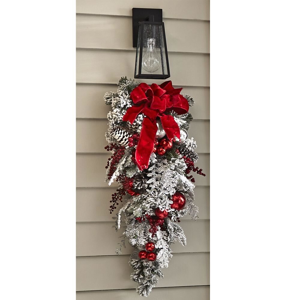 60cm Red Flocking Upside Down Tree*2(2PCS)