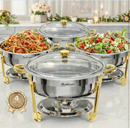 🍽️ PrimeHostTM Chafing Dish Buffet Set – 58% OFF | Stainless Steel Food Warmer with Crystal Lid | 5QT Party Catering Chafer 🥂