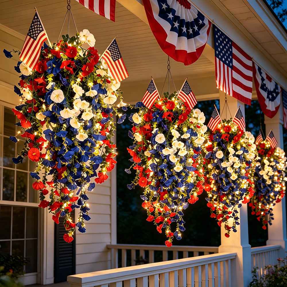 Last Day 50% OFF✨🇺🇸 Celebrate America’s 250th Anniversary with Patriotic Hanging Flower Baskets🌺