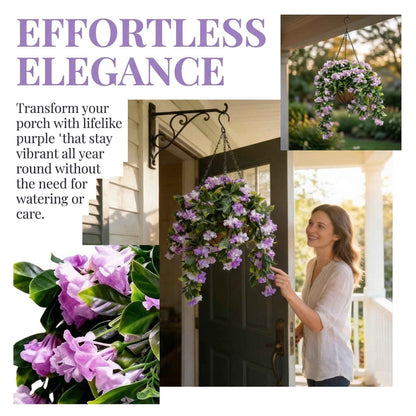 🚀UV Fade-Resistant Faux Crape Myrtle Hanging Basket with Coco Liner & Chain