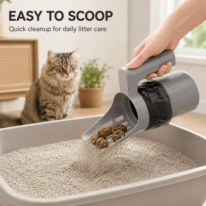 🐱 All-in-One Cat Litter Scoop with Built-In Waste Bin