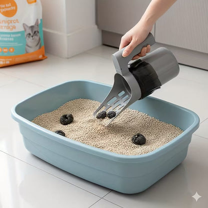 🐱 All-in-One Cat Litter Scoop with Built-In Waste Bin
