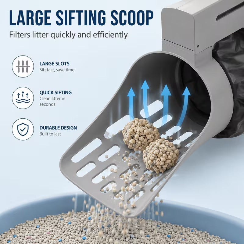 🐱 All-in-One Cat Litter Scoop with Built-In Waste Bin