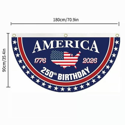 🗽USA 250th Anniversary Flag Half Round Banner🦅