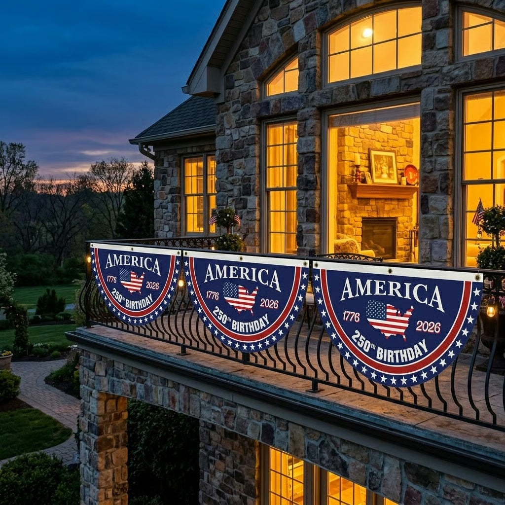 🗽USA 250th Anniversary Flag Half Round Banner🦅
