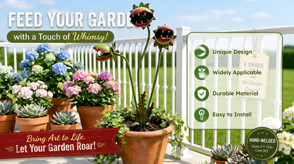 Whimsical Metal Carnivorous Plant Garden Stake