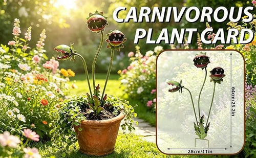 Whimsical Metal Carnivorous Plant Garden Stake