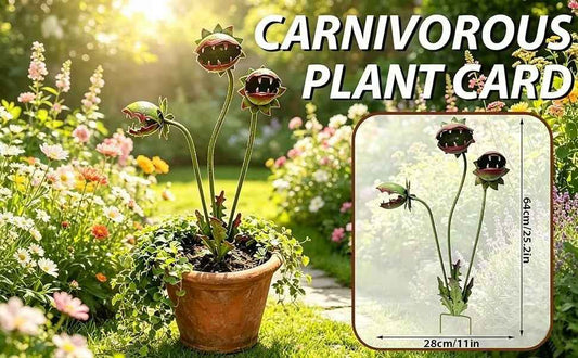 Whimsical Metal Carnivorous Plant Garden Stake