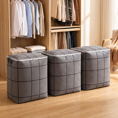 💥SAVE 50%📦 Foldable Large Capacity Clothing Storage Bag, Reinforced Handle Non-Woven Storage Bin For Closet Blanket Organizer
