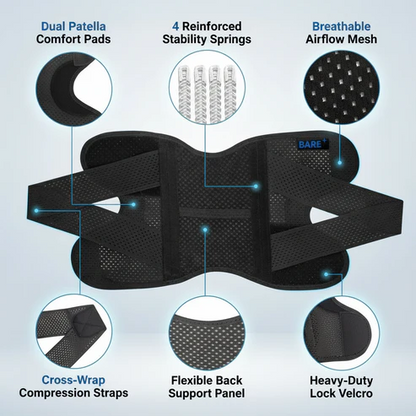💪 Knee Brace: 4-Spring Strong Support | Sports & Daily Use