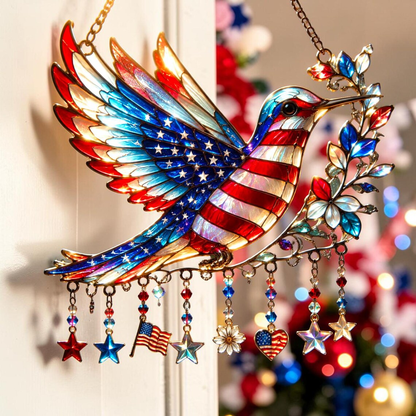 💝250th Anniversary Gift🎁Charm Patriotic Hummingbird - Acrylic Window Hanging Suncatcher🐦