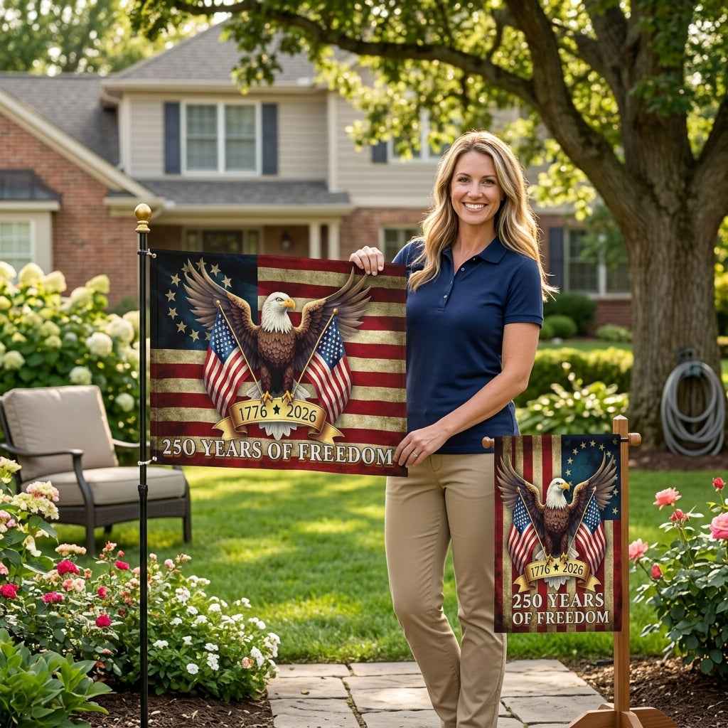🦅250 Years of Freedom American Flag | 1776-2026 Patriotic Eagle Banner