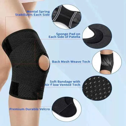 💪 Knee Brace: 4-Spring Strong Support | Sports & Daily Use