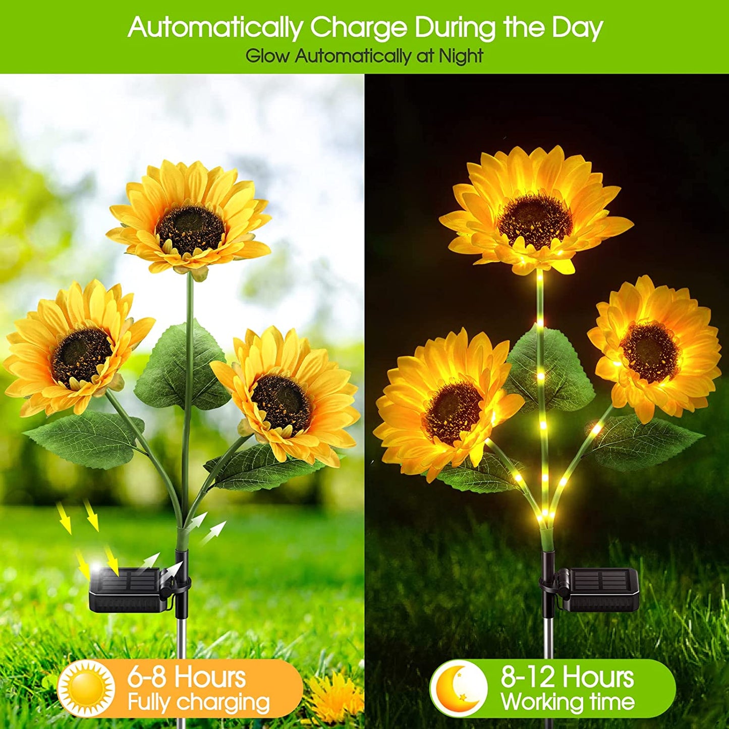 Solar Sunflower Garden Lights – Outdoor Decorative Flower Stake Lights for Patio, Lawn & Walkway