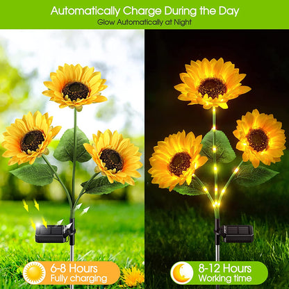 Solar Sunflower Garden Lights – Outdoor Decorative Flower Stake Lights for Patio, Lawn & Walkway
