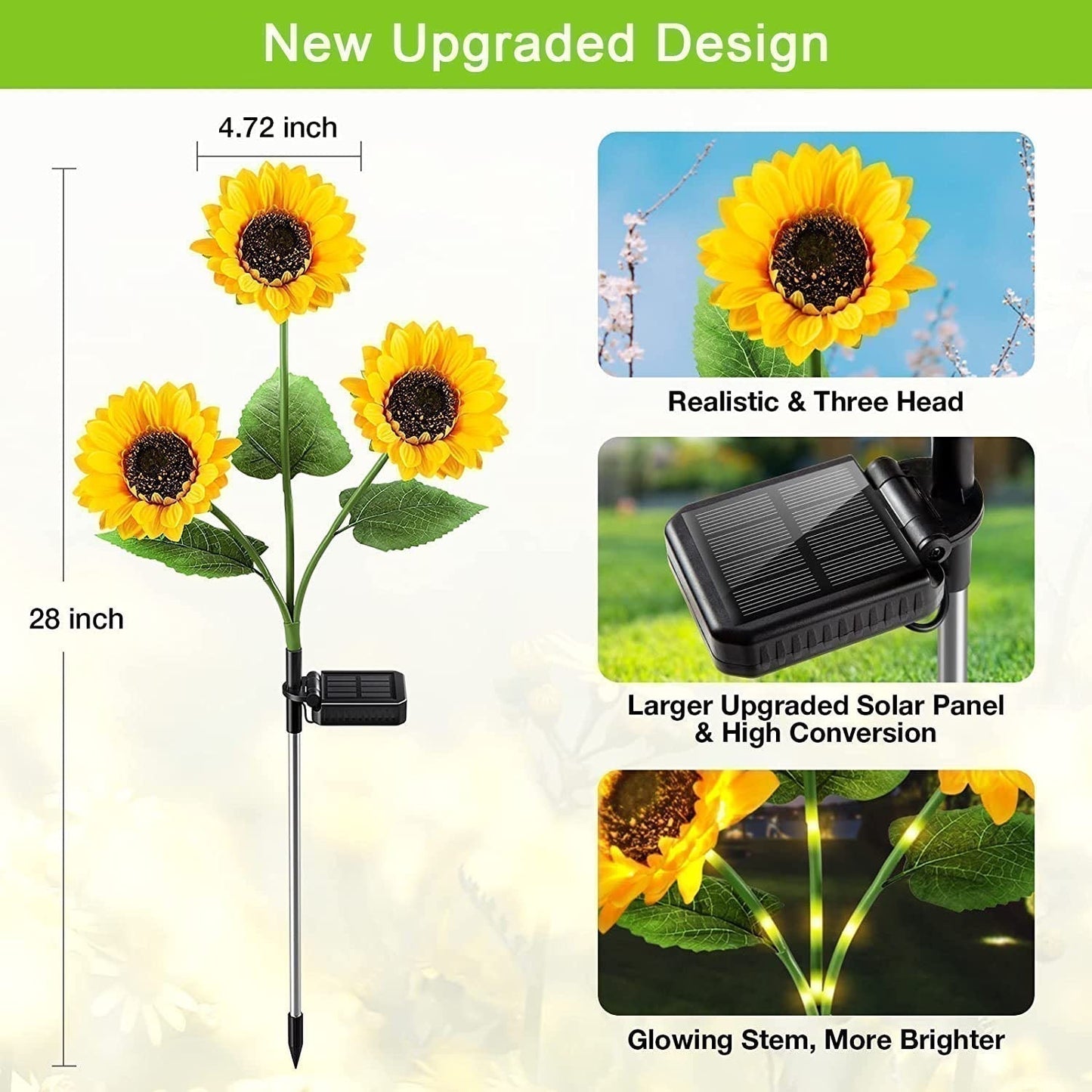 Solar Sunflower Garden Lights – Outdoor Decorative Flower Stake Lights for Patio, Lawn & Walkway