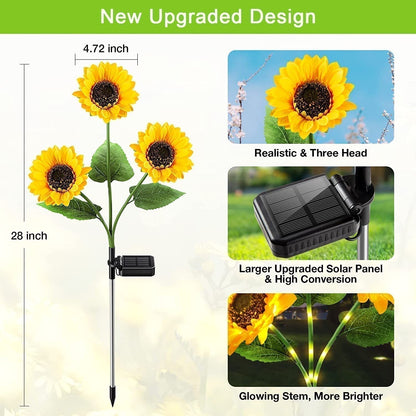 Solar Sunflower Garden Lights – Outdoor Decorative Flower Stake Lights for Patio, Lawn & Walkway