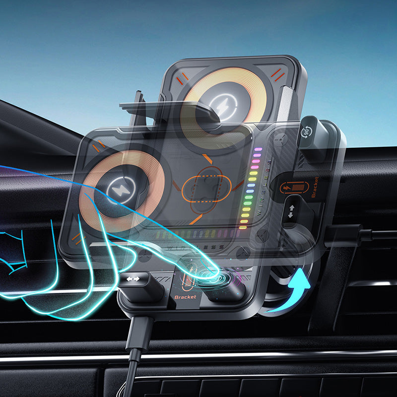 🔥2-in-1 Infrared Motorized Car Mount | 360° Rotation + Wireless Charging 🚗💨 Great Deal!