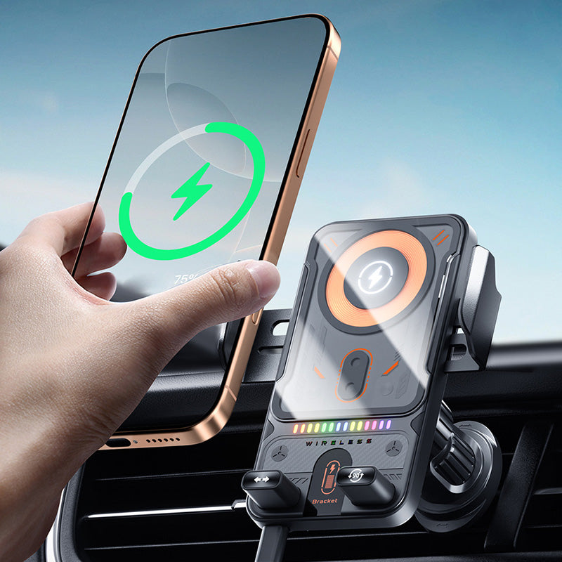 🔥2-in-1 Infrared Motorized Car Mount | 360° Rotation + Wireless Charging 🚗💨 Great Deal!