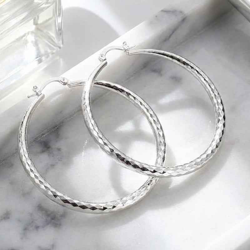 🎉BUY 1 GET 1 FREE🎁Diamond-Cut Hoop Earrings for Women – Elegant, Sparkling 💎