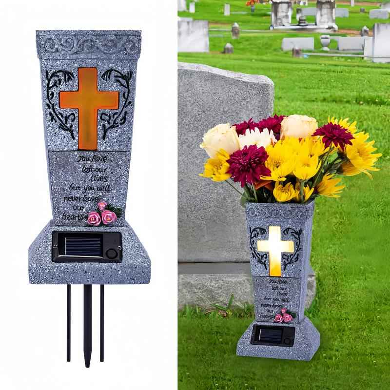 🔥Half price & Free shipping🔥Solar LED Memorial Grave Vase with Ground Spike – Weather-Resistant & Elegant