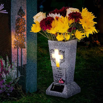 🔥Half price & Free shipping🔥Solar LED Memorial Grave Vase with Ground Spike – Weather-Resistant & Elegant