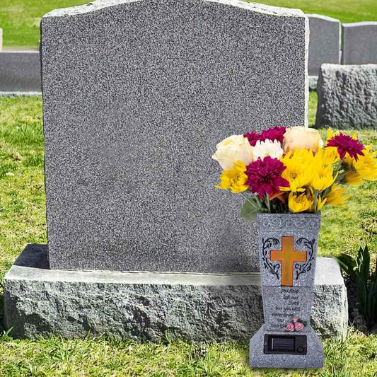 🔥Half price & Free shipping🔥Solar LED Memorial Grave Vase with Ground Spike – Weather-Resistant & Elegant
