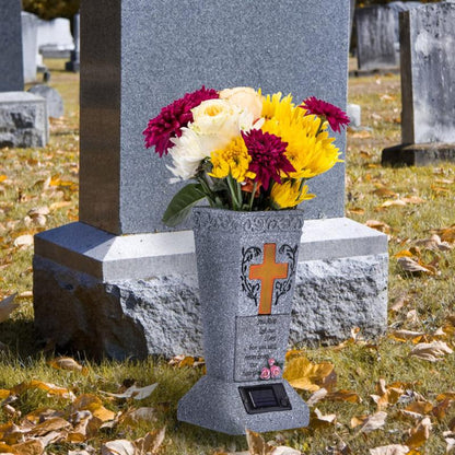 🔥Half price & Free shipping🔥Solar LED Memorial Grave Vase with Ground Spike – Weather-Resistant & Elegant