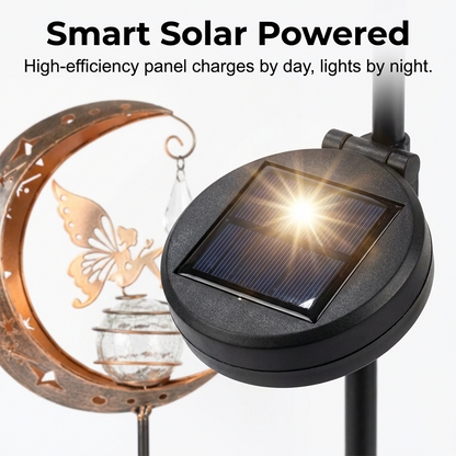 🧚🌕 50% OFF Half Price！Moon & Fairy Crackle Glass Solar Garden Stake Light