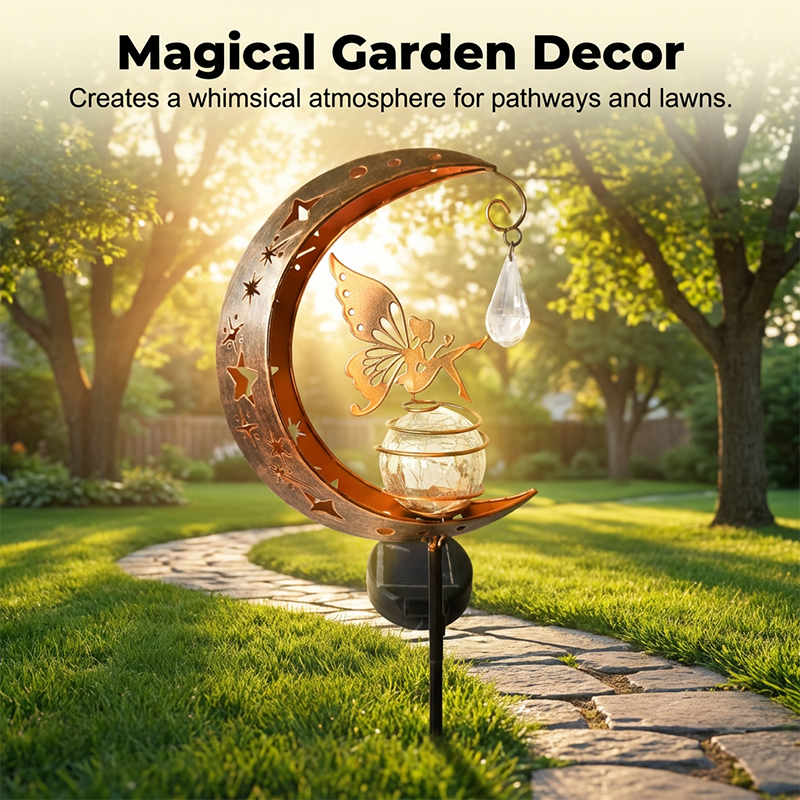 🌙✨Whimsical Moon & Fairy Solar Garden Stake Light⚡Half Price Sale