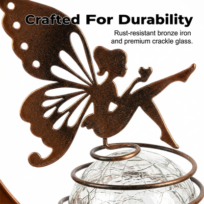🧚🌕 50% OFF Half Price！Moon & Fairy Crackle Glass Solar Garden Stake Light