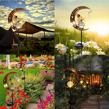 🧚🌕 50% OFF Half Price！Moon & Fairy Crackle Glass Solar Garden Stake Light