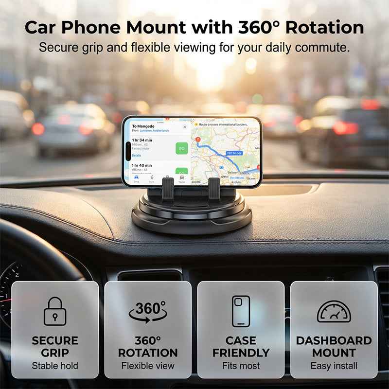 🔥50% OFF Today🔥 360° Rotating Dashboard Car Phone Holder – Stable Non-Slip Phone Mount
