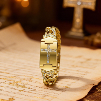 ⏰Sparkling Crystal Cross Watch—Geometric Rectangular Dial, Premium Metal Strap💎