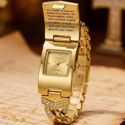 ⏰Sparkling Crystal Cross Watch—Geometric Rectangular Dial, Premium Metal Strap💎