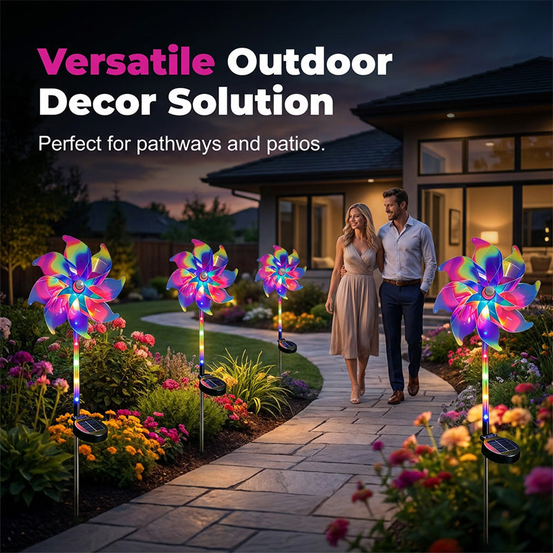 🔥Summer Hot Sale 50% OFF✨ Solar Powered Rainbow Pinwheel Garden Light🌈
