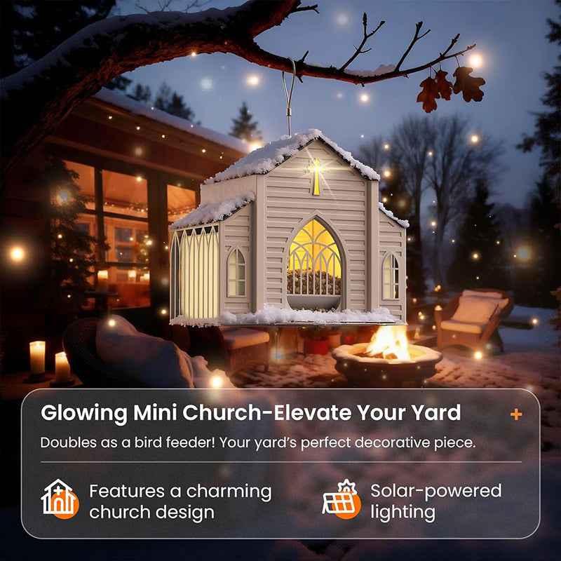 A Shelter for the Birds🏠Church-Shaped Solar-Powered Bird Feeder