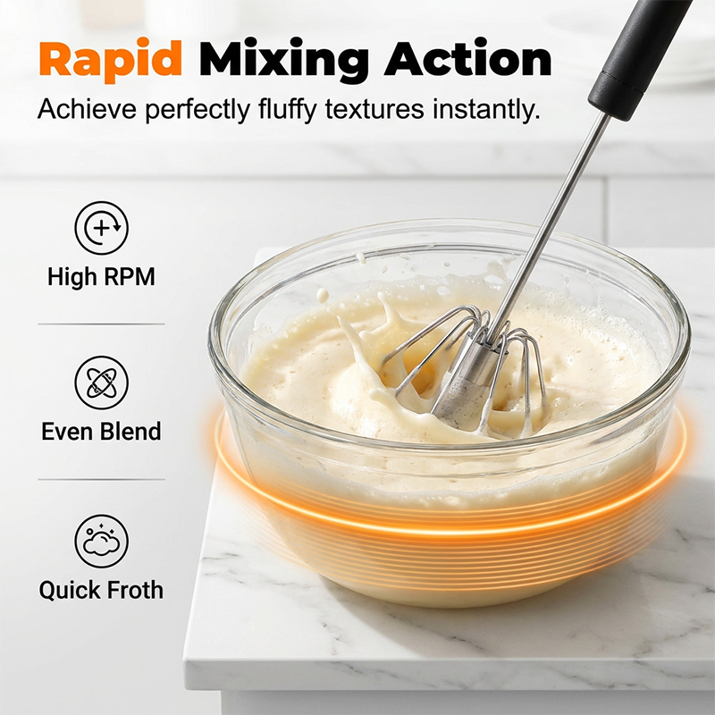 🥚🍳 Limited Time 50% OFF✨ Semi-Automatic Turbo Stainless Steel Hand Whisk, No-Slip Grip Food-Grade Push Action Mixer for Egg Beating, Cream Whipping, Cake Baking & Daily Kitchen Use