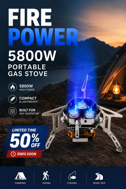 ⛺️Summer New Arrive🔥50% OFF !!⏰Camping Gas Burner – 5800W, Piezo Ignition, Windproof 🔥